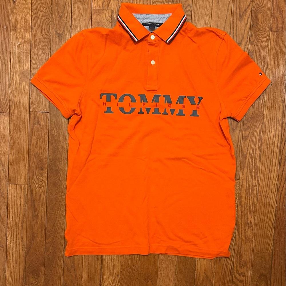 Tommy Hilfiger Men's Bright Orange Polo with Logo